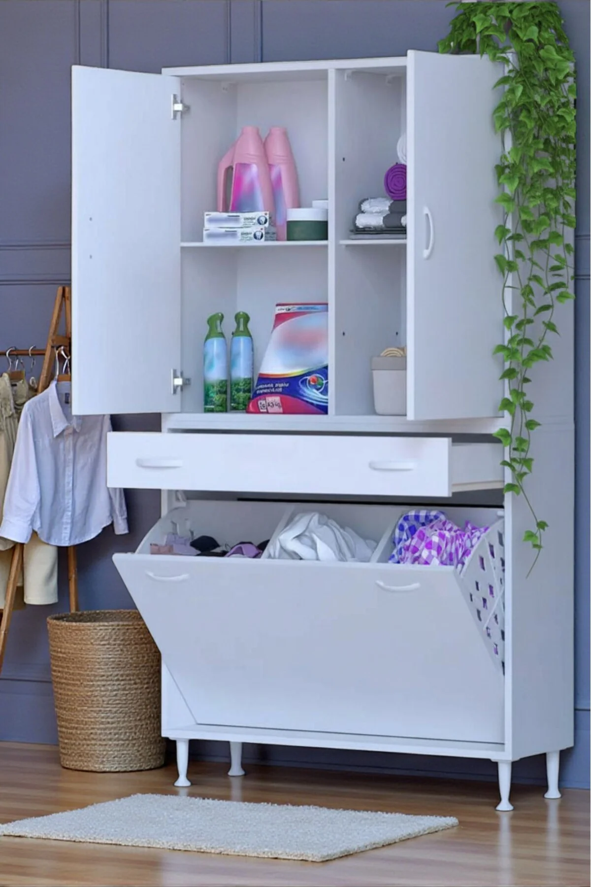 Pine 90 cm Genişlikte Dolap 90x171x32,5 cm Banyo/Mutfak Dolabı İk Pine 90 cm Genişlikte Dolap 90x171x32,5 cm Banyo/Mutfak Dolabı İk