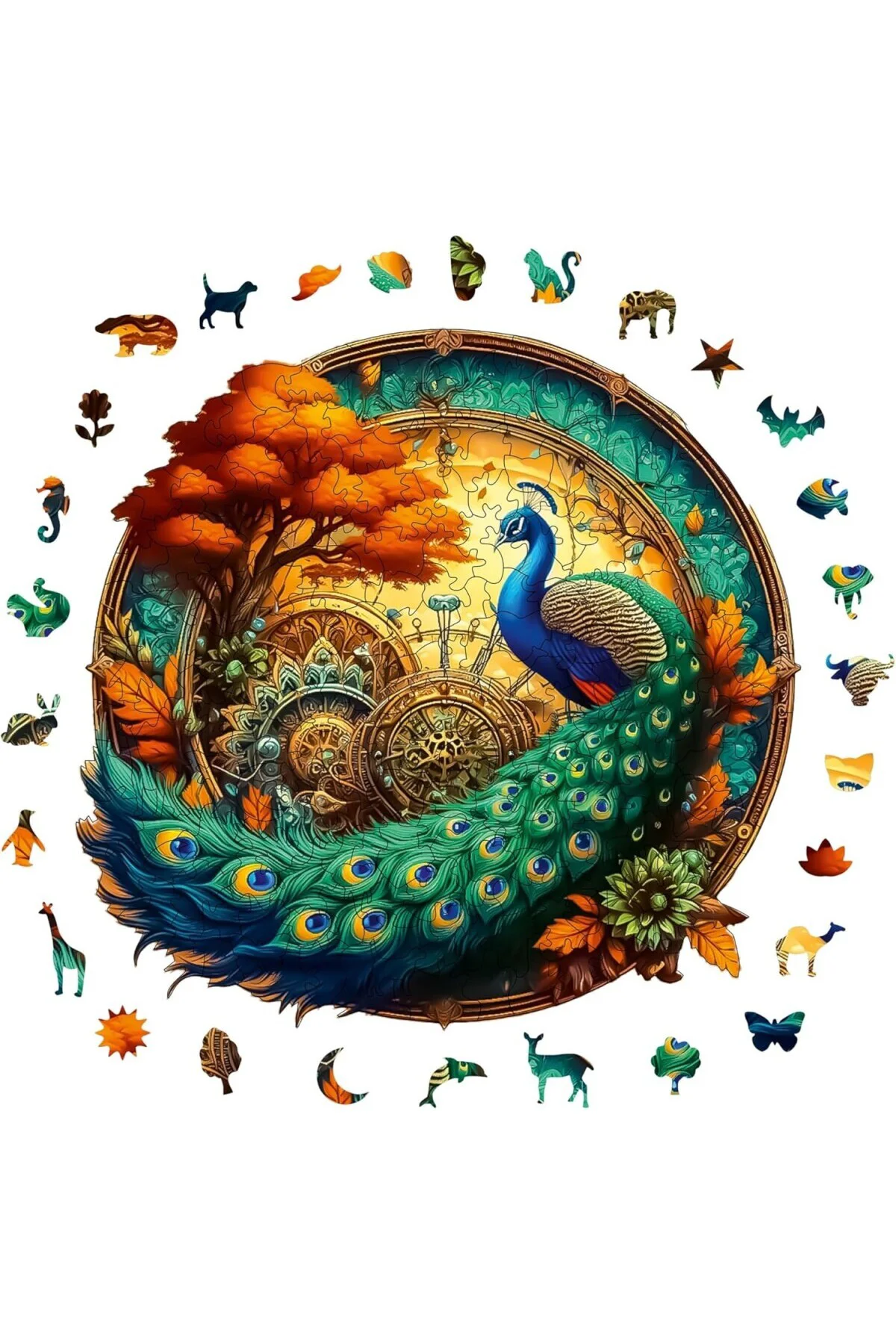 Pinecone - Ahşap Puzzle Yetişkinler için - Tavus Kuşu Benzersiz Parçalı Puzzle - 220 Parça A
