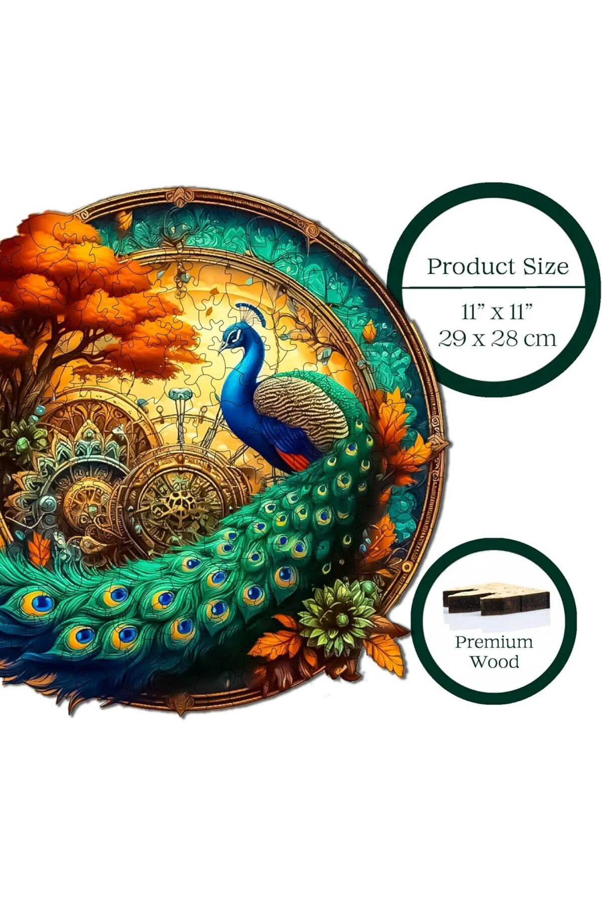 Pinecone - Ahşap Puzzle Yetişkinler için - Tavus Kuşu Benzersiz Parçalı Puzzle - 220 Parça A