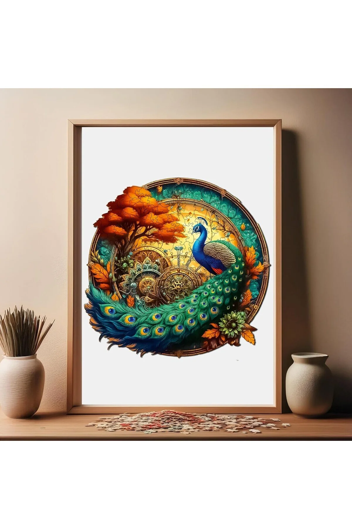 Pinecone - Ahşap Puzzle Yetişkinler için - Tavus Kuşu Benzersiz Parçalı Puzzle - 220 Parça A
