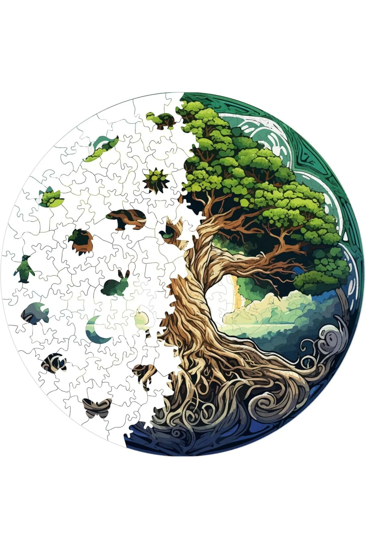Pinecone - Ahşap Puzzle Yetişkinler için - Köken Ağacı Benzersiz Parçalı Puzzle - 252 Parç