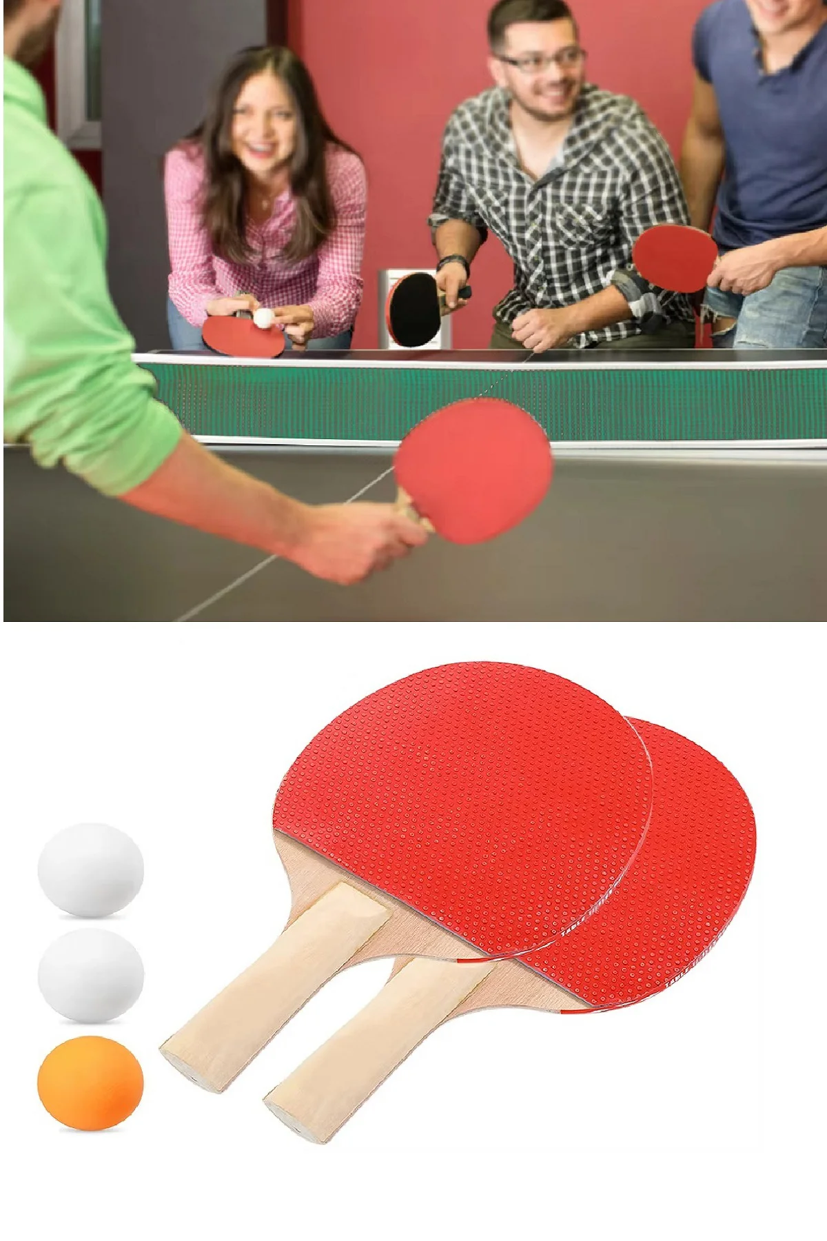 Ping Pong Masa Tenisi Seti Tenis Raketi Seti 2 Raket + 3 Ping Pon