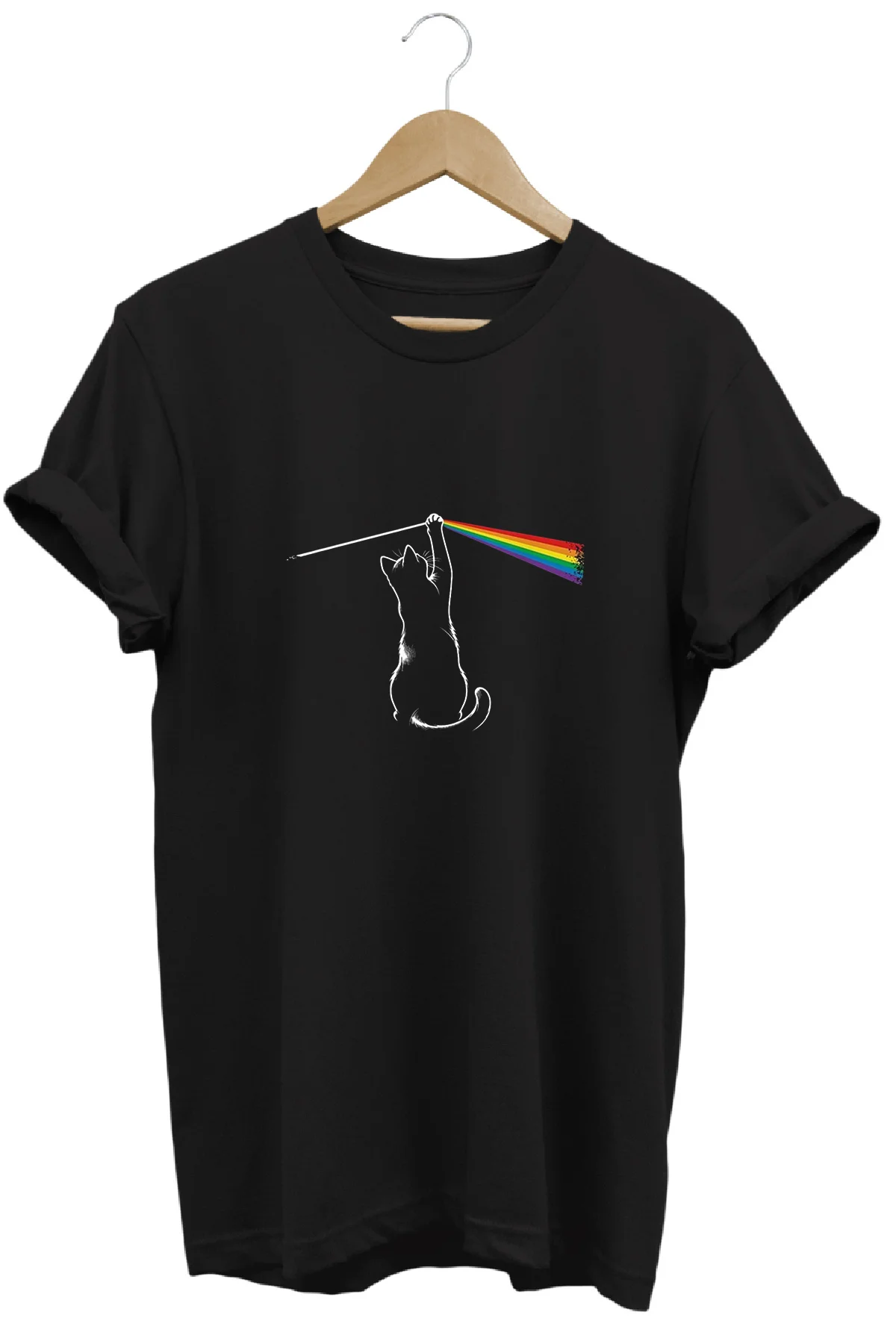 Pink Floyd Kedi Baskılı %100 Pamuk Regular Fit Bisiklet Yaka T-shirt Pink Floyd Kedi Baskılı %100 Pamuk Regular Fit Bisiklet Yaka T-shirt