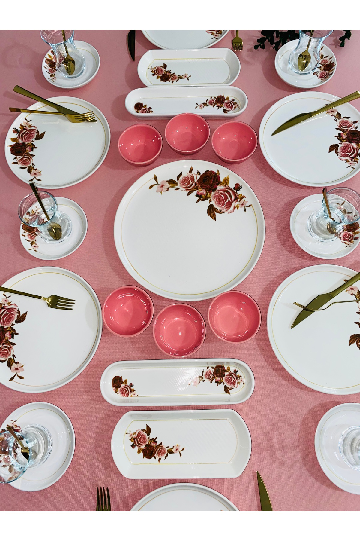Pink Rose Model 6 Kişilik 23 Parça Kahvaltı Takımı