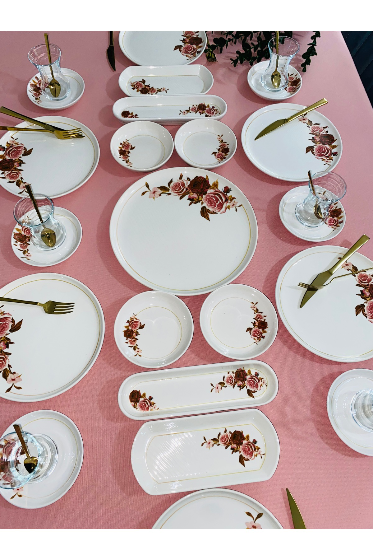 Pink Rose Model 6 Kişilik 21 Parça Kahvaltı Takımı