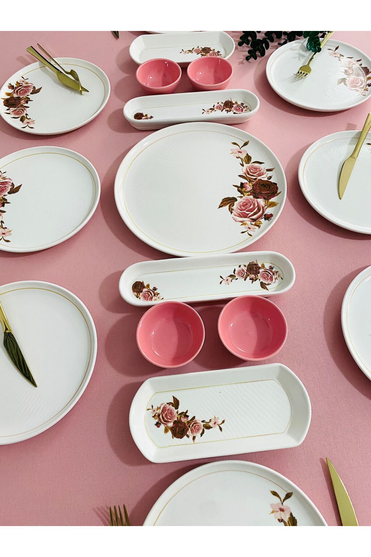 Pink Rose Model 8 Kişilik 17 Parça Kahvaltı Takımı