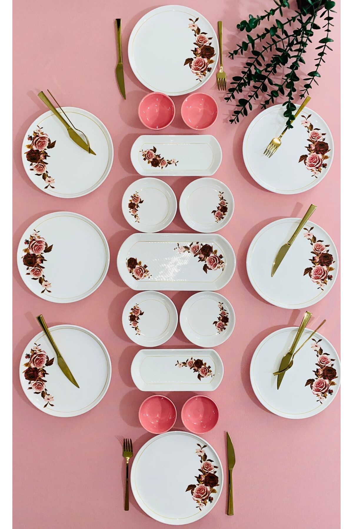 Pink Rose Model 8 Kişilik 19 Parça Kahvaltı Takımı
