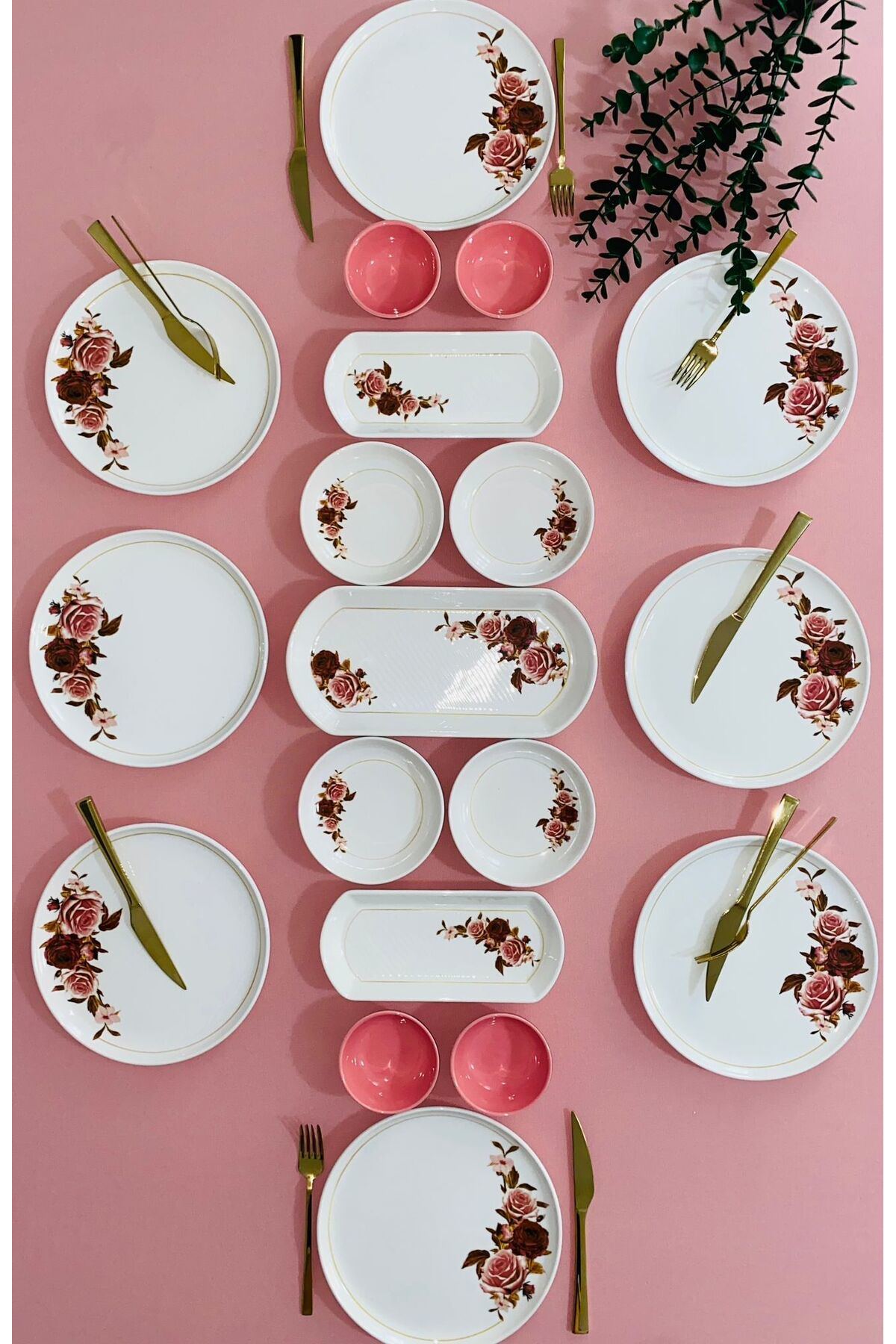 Pink Rose Model 8 Kişilik 19 Parça Kahvaltı Takımı