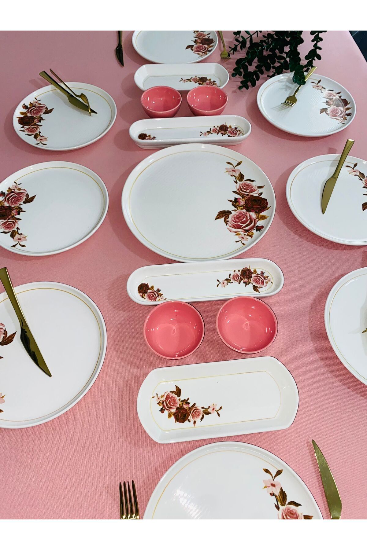 Pink Rose Model 8 Kişilik 17 Parça Kahvaltı Takımı