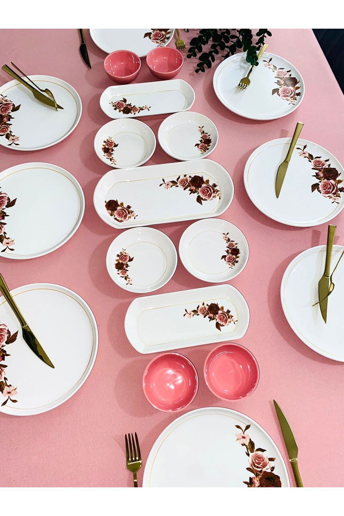 Pink Rose Model 8 Kişilik 19 Parça Kahvaltı Takımı