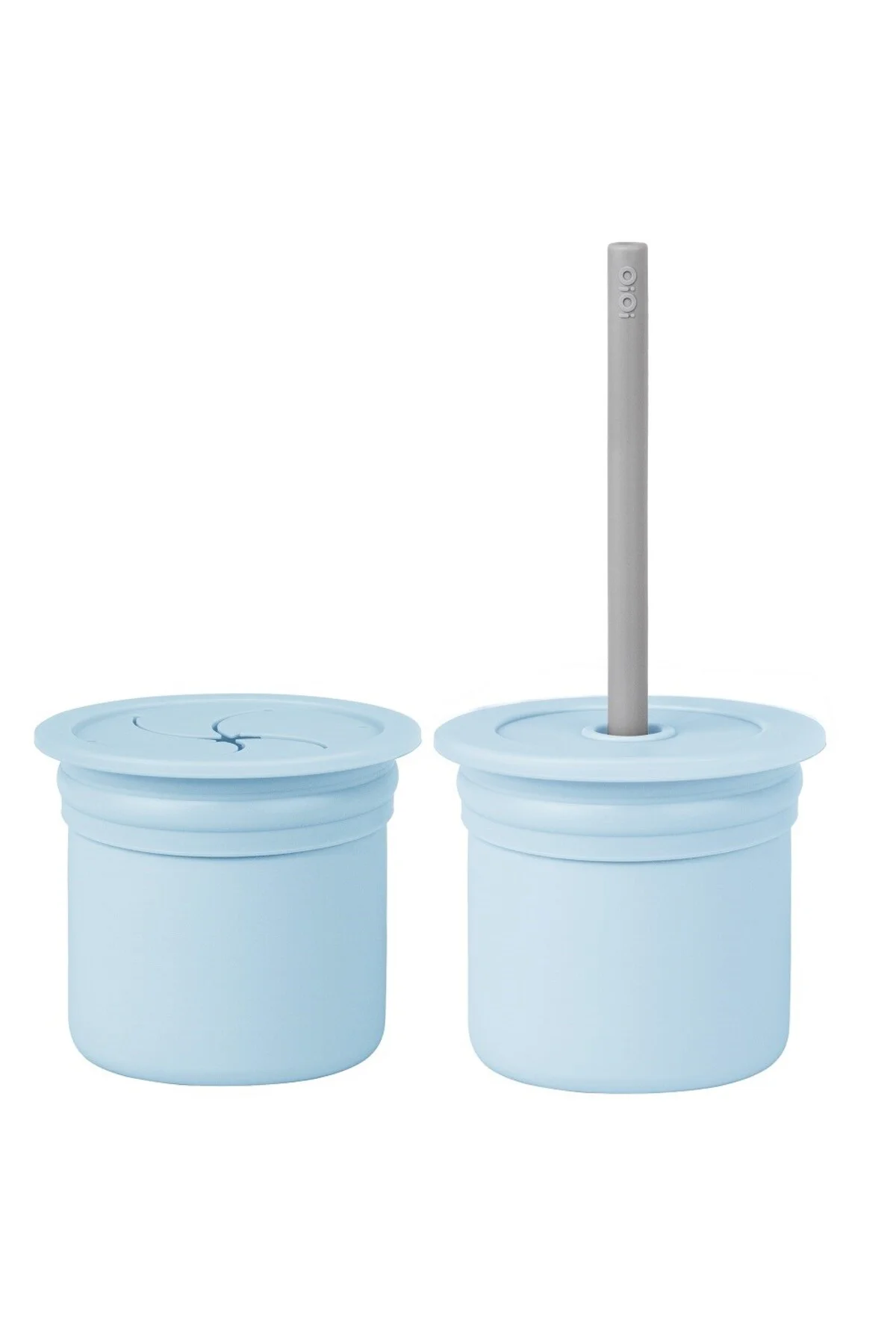 Pipetli Silikon Bardak Seti Mineral Blue / Powder Grey