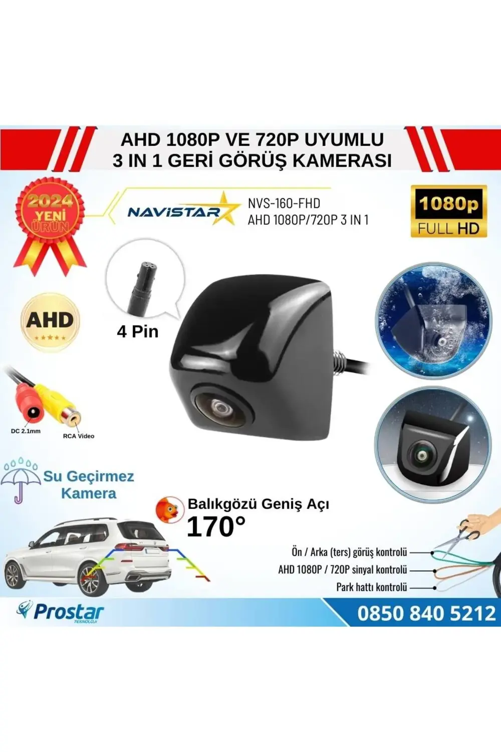 Piramit Balıkgözü AHD 1080P ve 720P Çevrilebilir 170 Derece Geniş