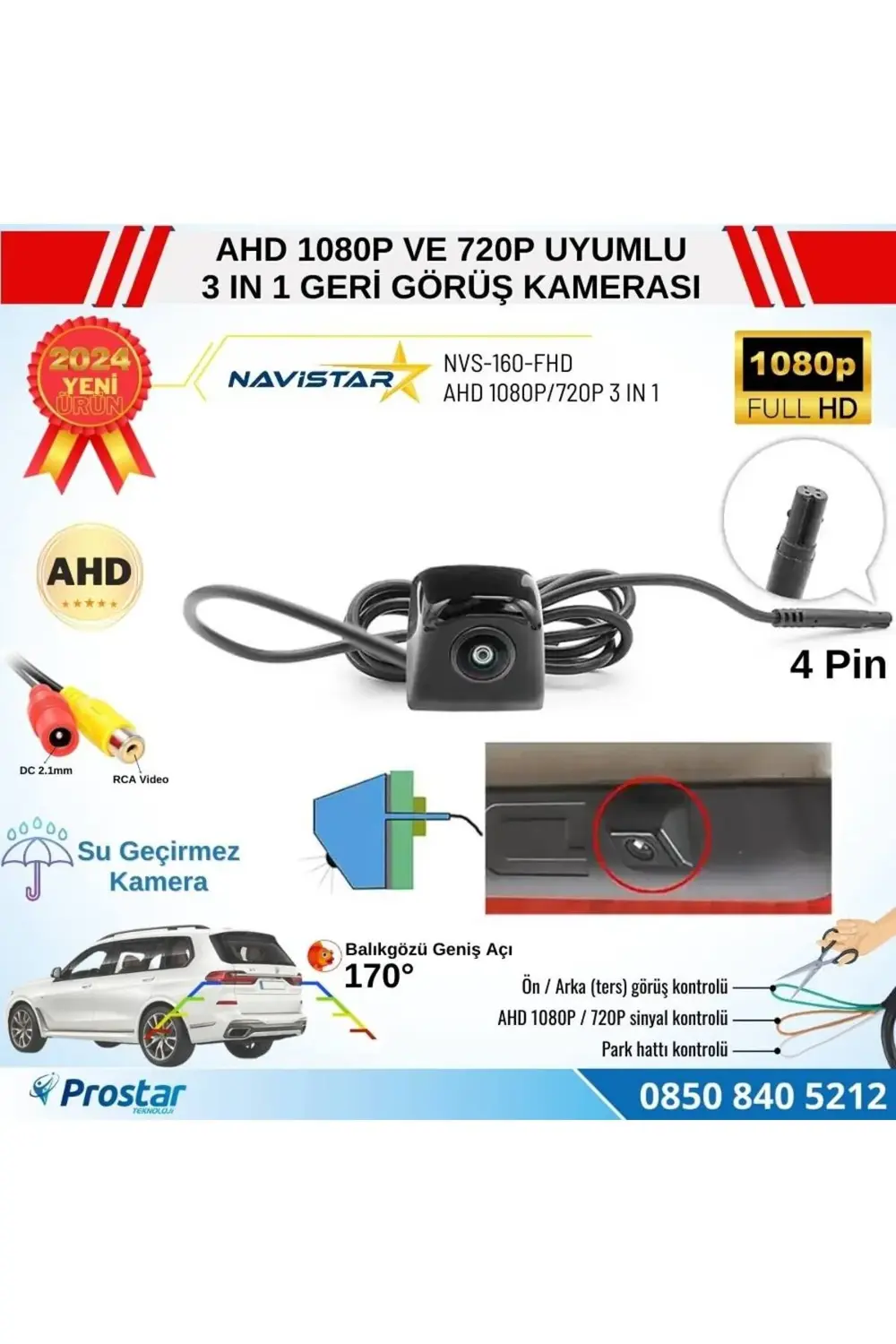 Piramit Balıkgözü AHD 1080P ve 720P Çevrilebilir 170 Derece Geniş