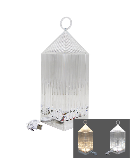 PİRAMİT KRİSTAL 3 RENK LED DOKUNMATİK USB ŞARJLI MASA LAMBASI (44