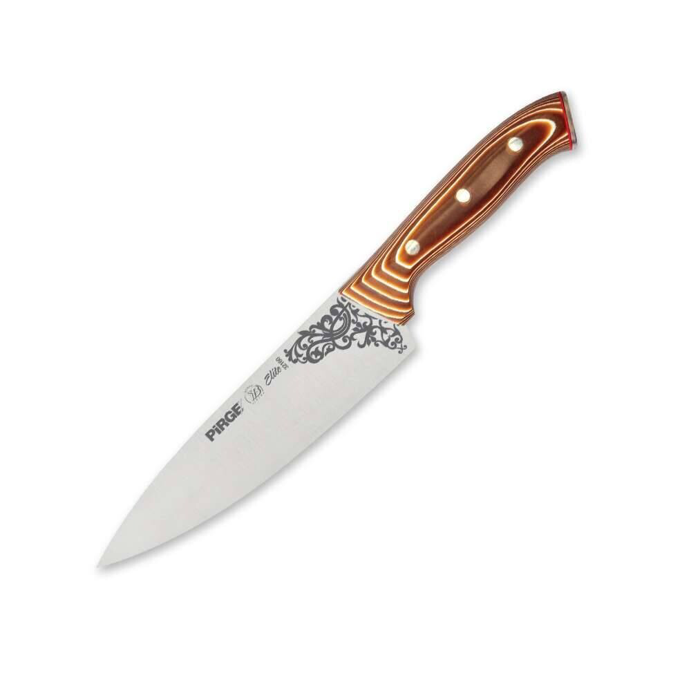 Pirge 32160 Elite Şef Bıçağı 19 cm - Perçinli Kahverengi Kompozit