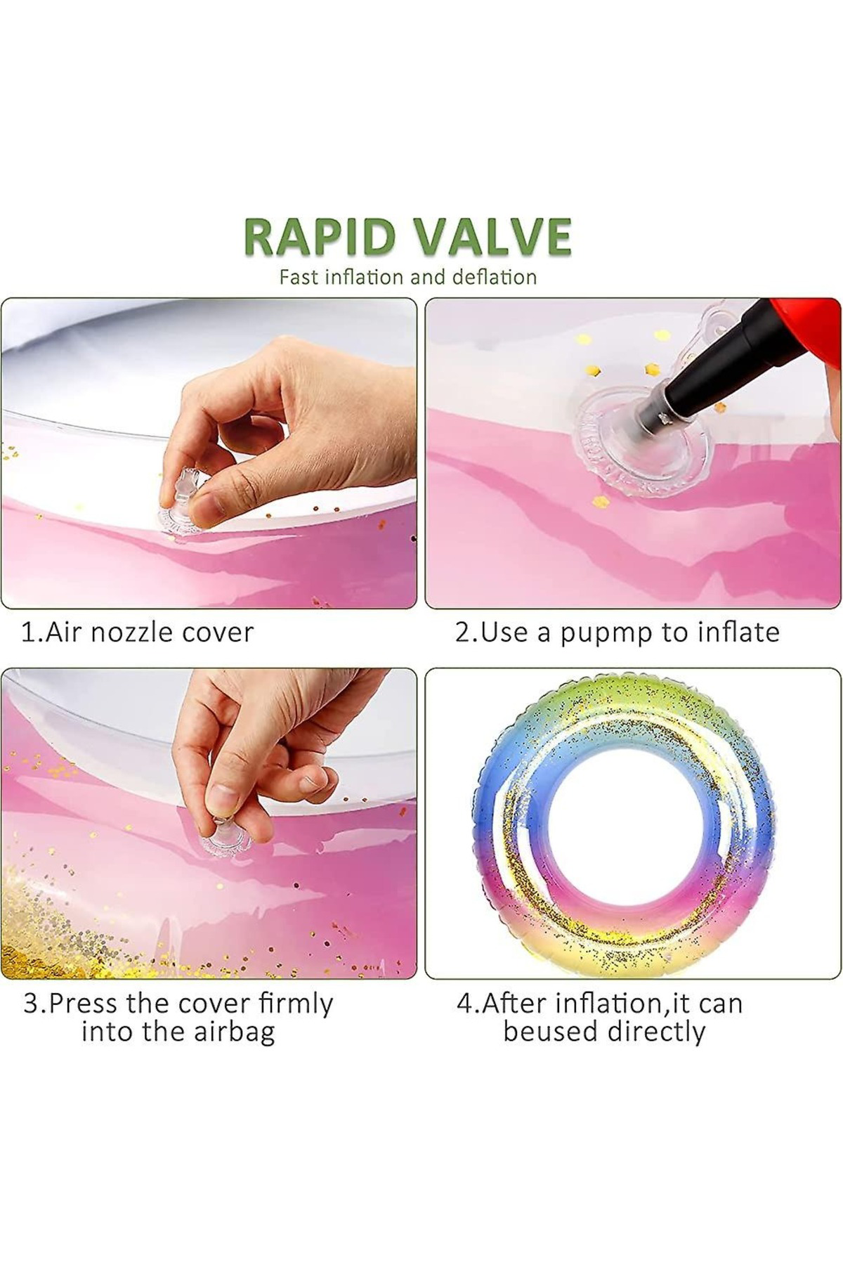 Oyuncak Store Pırıltılı 60 Cm Simli Deniz Havuz İçin Simit - İthal Kaliteli