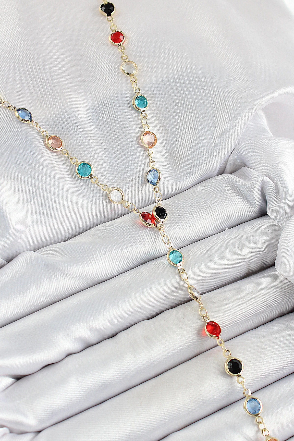 Stillove Pirinç Asorti Model Gold Renk Zirkon Taşlı Y Kolye  Sl12146