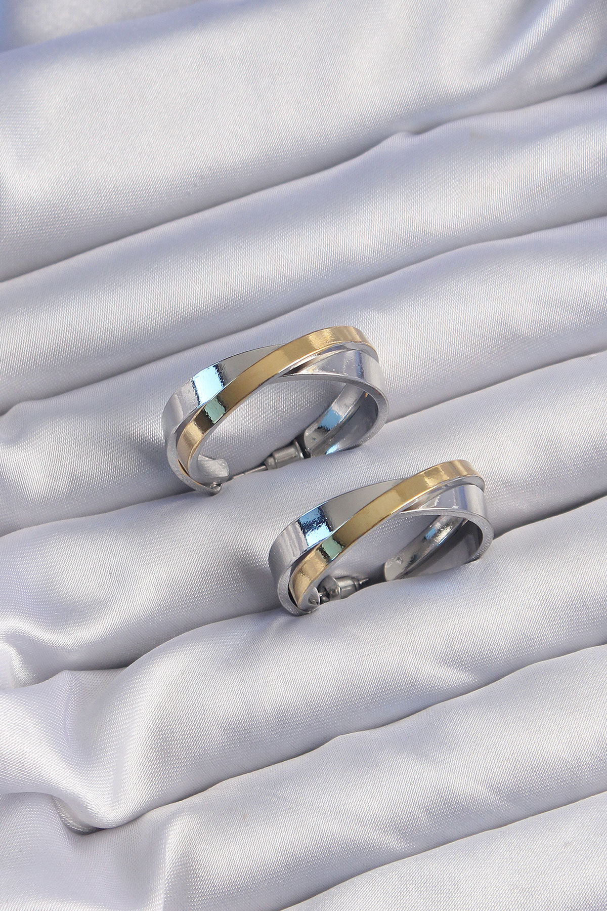 Pirinç Gold Gümüş Renkli Halka Küpe SL8317