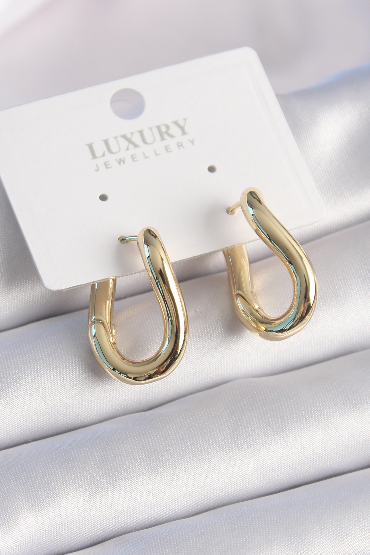Pirinç Gold Renk Halka Model Kadın Küpe SL8874