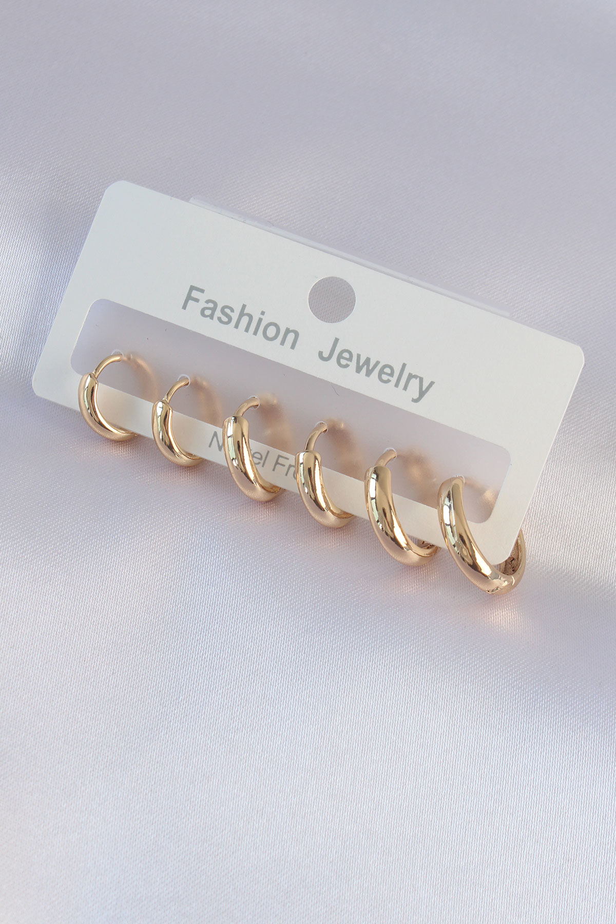 Pirinç  Gold Renk Oval Küpe Seti