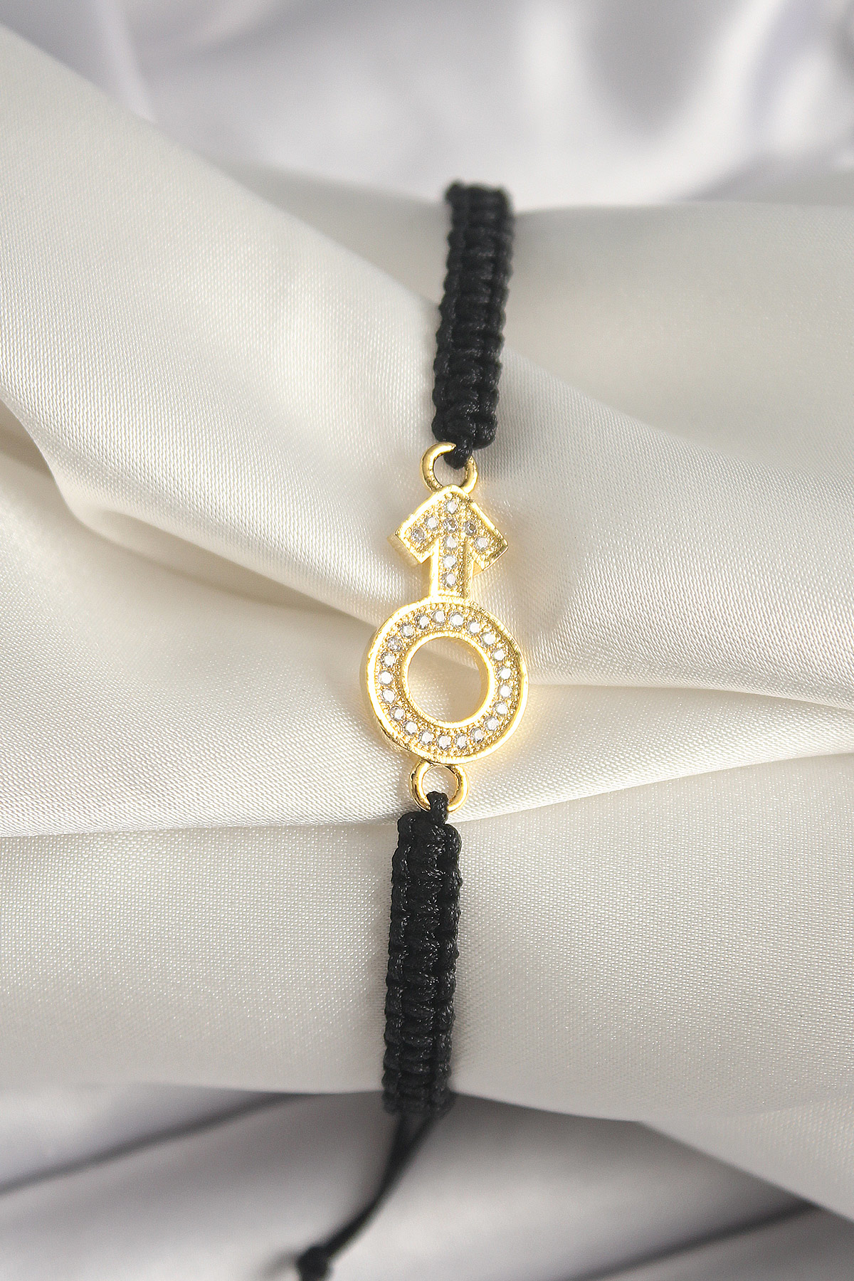 Pirinç Gold Renk Zirkon Taşlı Mars Figür Asansörlü Makrome Model