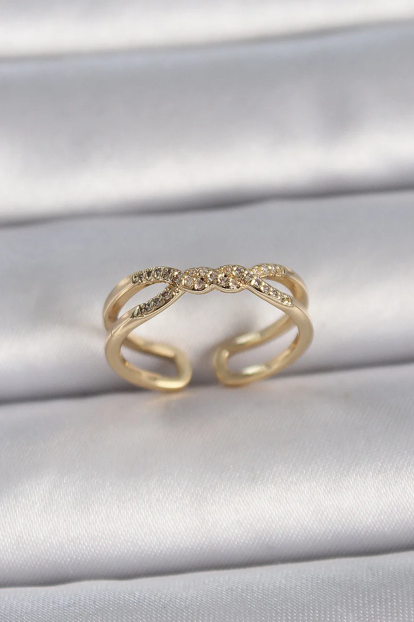 Pirinç Gold Renk Ayarlanabilir Zirkon Taşlı Sarmal Model Kadın Yüzük Tj-byk3400 Diğer