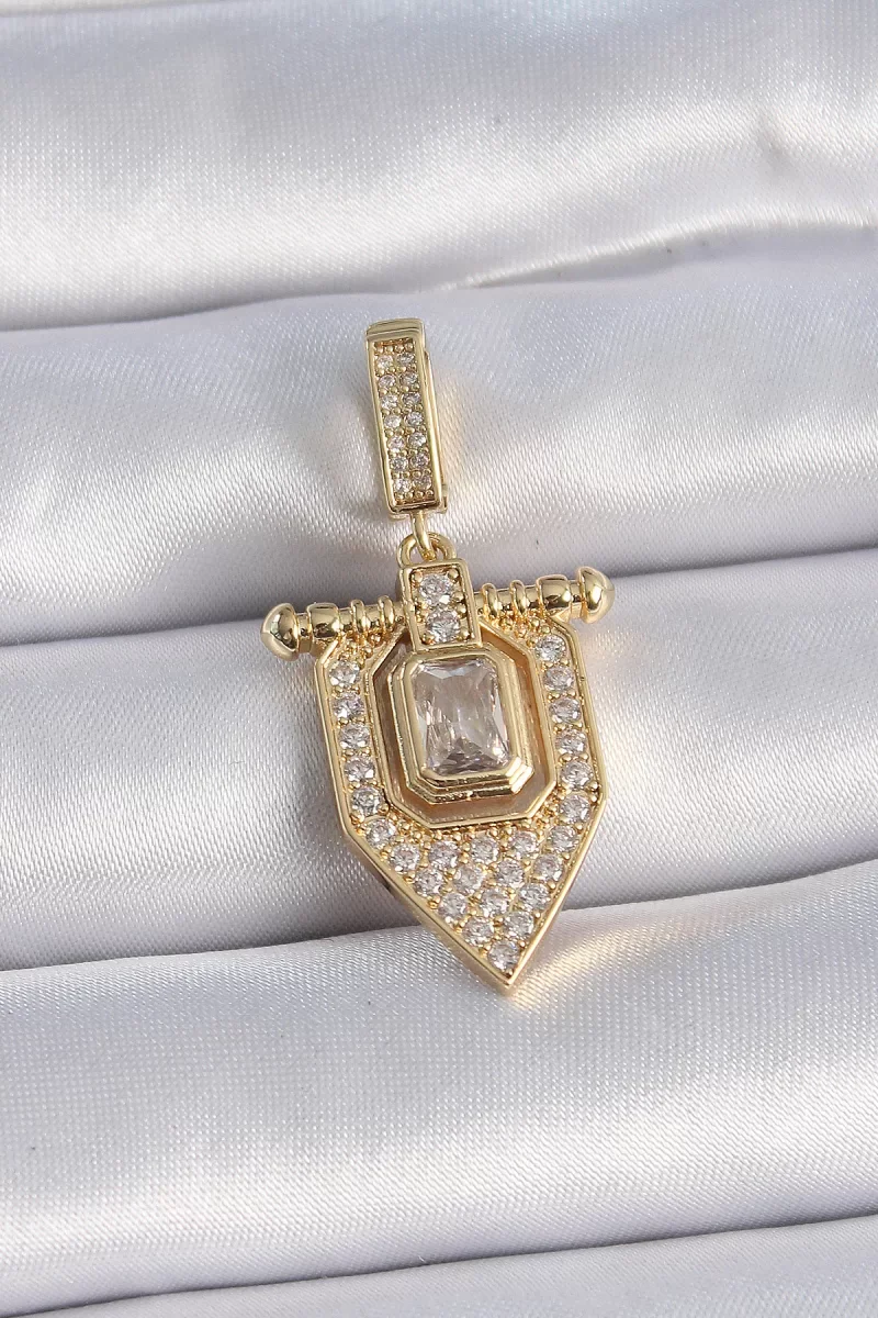 Pirinç Gold Renk Baget Zirkon Taşlı Ajda Charm - Lisinya