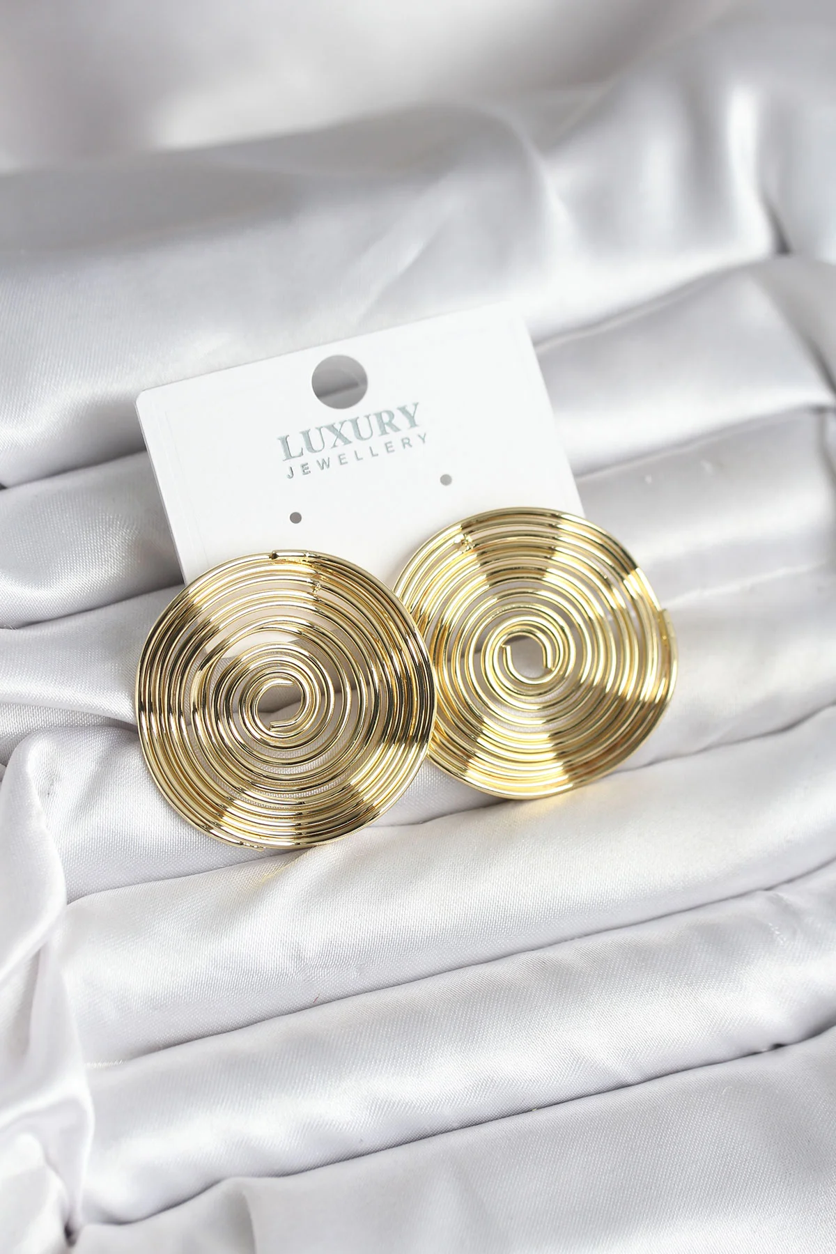 Pirinç Gold Renk Circle Model Kadın Küpe -1492