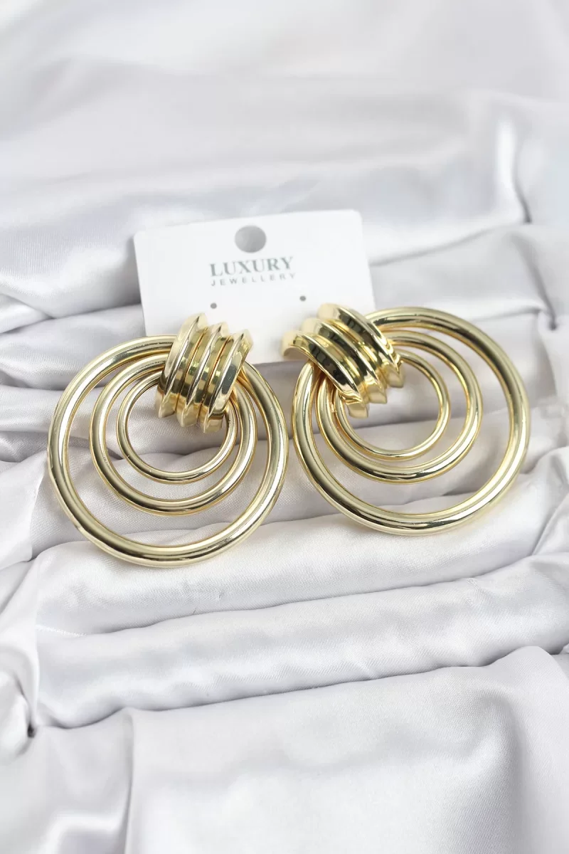 Pirinç Gold Renk Halka Model Vintage Kadın Küpe - Lisinya