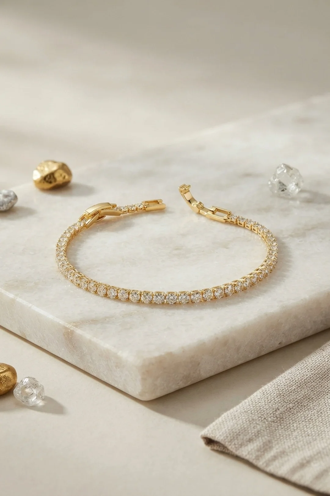 Pirinç Gold Renk İnce Zirkon Taşlı Su Yolu Kadın Bileklik Fiyatı, Yorumları ve Özellikleri