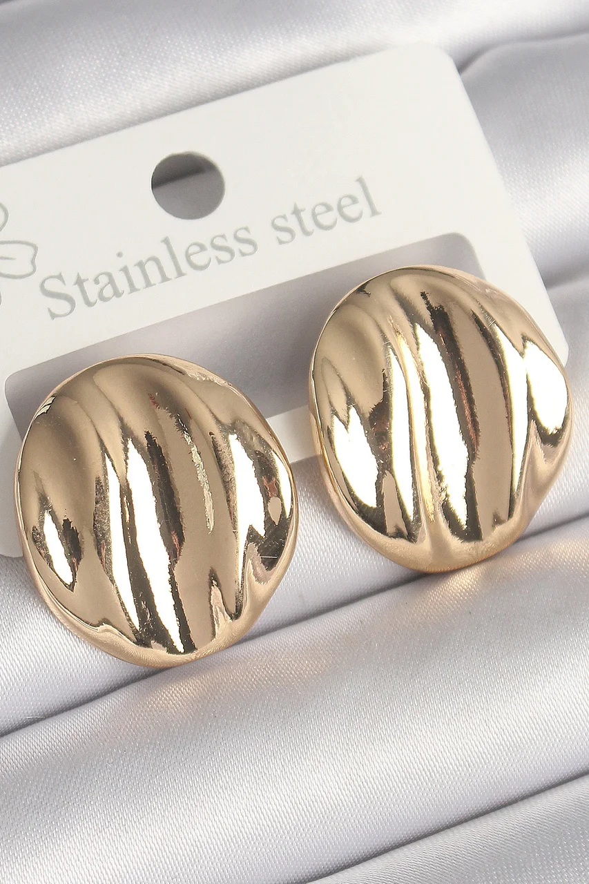 Pirinç Gold Renk İşlemeli Daire Plaka Model Kadın Küpe Tj-bkp10249 Diğer