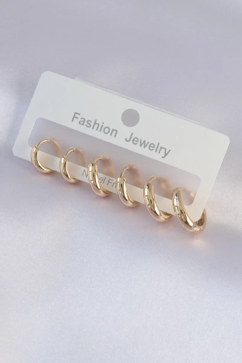 Pirinç Gold Renk Oval Küpe Seti - Lisinya