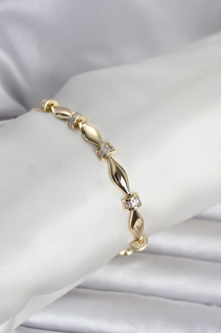 Pirinç Gold Renk Sütun Model Kadın Bileklik - Lisinya Diğer
