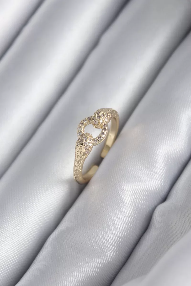 Pirinç Gold Renk Zirkon Taşlı Yılan Model Kadın Yüzük - Lisinya