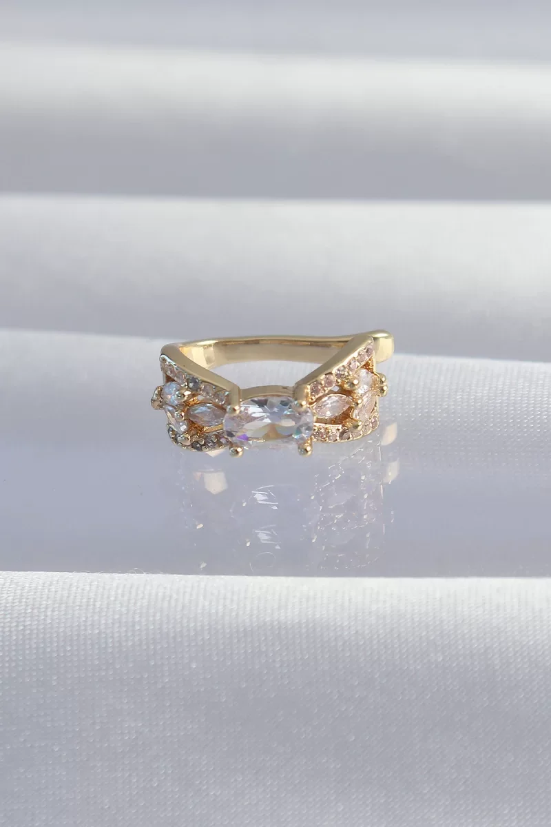 Pirinç Gold Renk Zirkon Taş Kaplama Earcuff Küpe - Lisinya