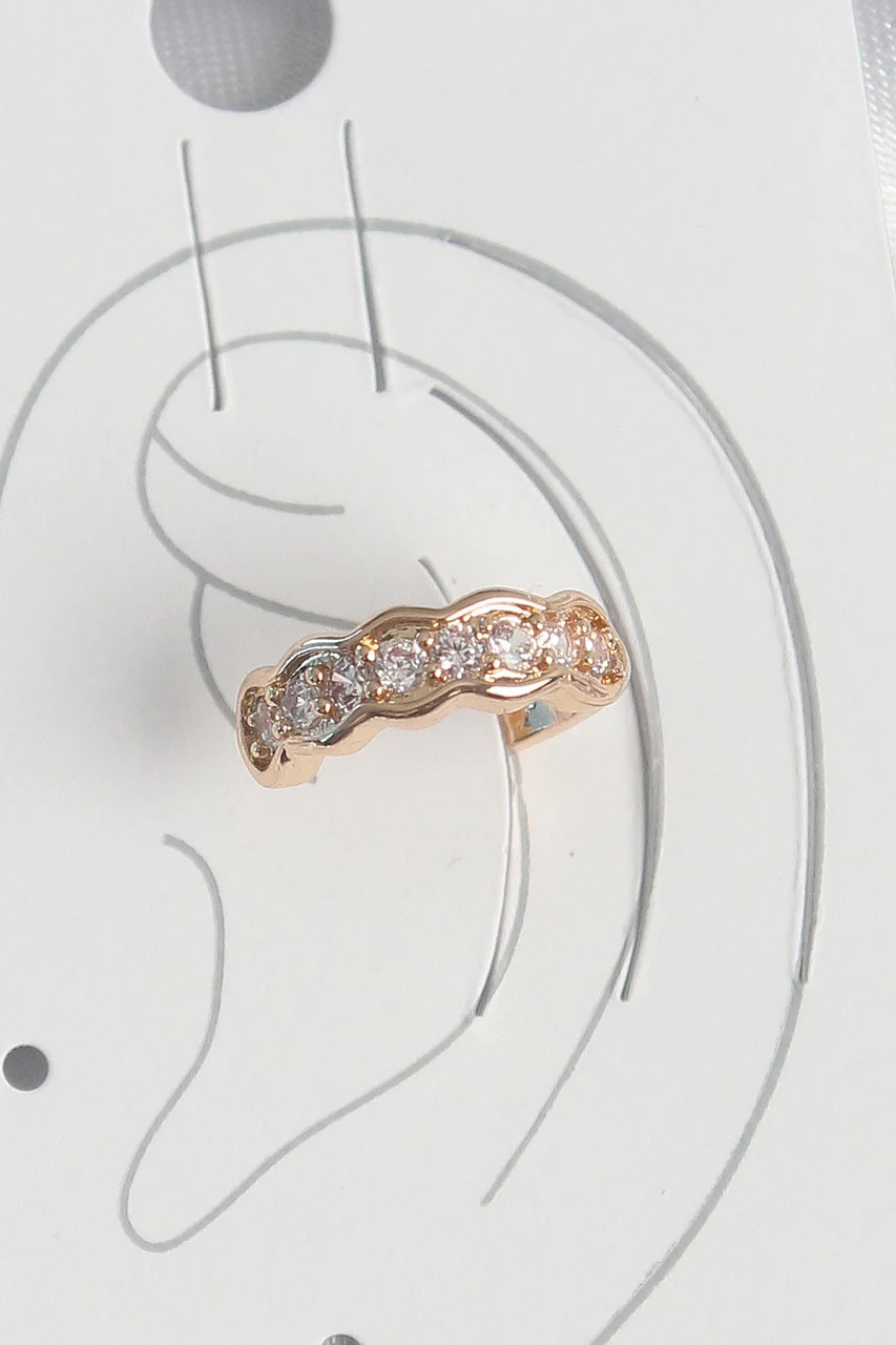 Pirinç Gold Renk Zirkon Taşlı Kadın Kıkırdak Küpe Tj-bkp10571 Diğer