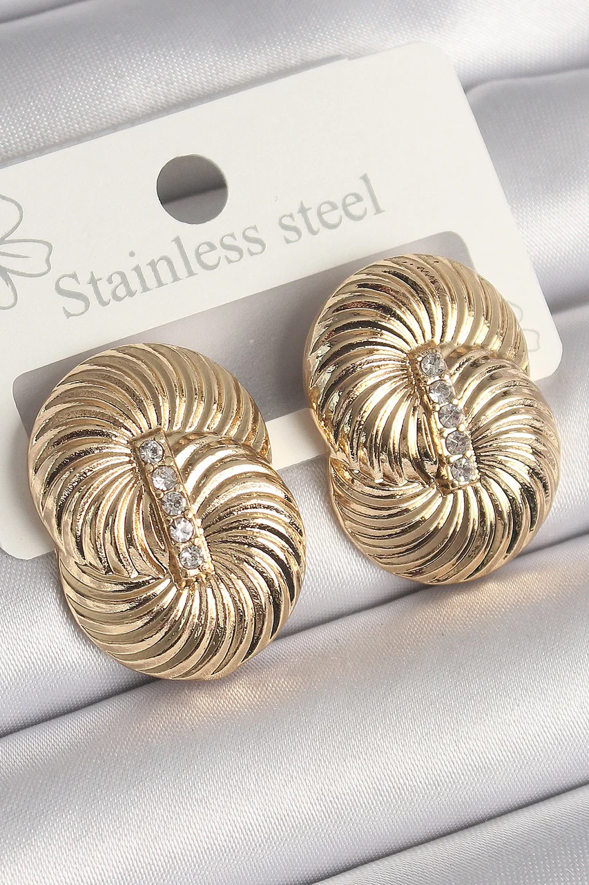 Pirinç Gold Renk Zirkon Taşlı Sarmal Model Kadın Küpe Tj-bkp10241 Diğer