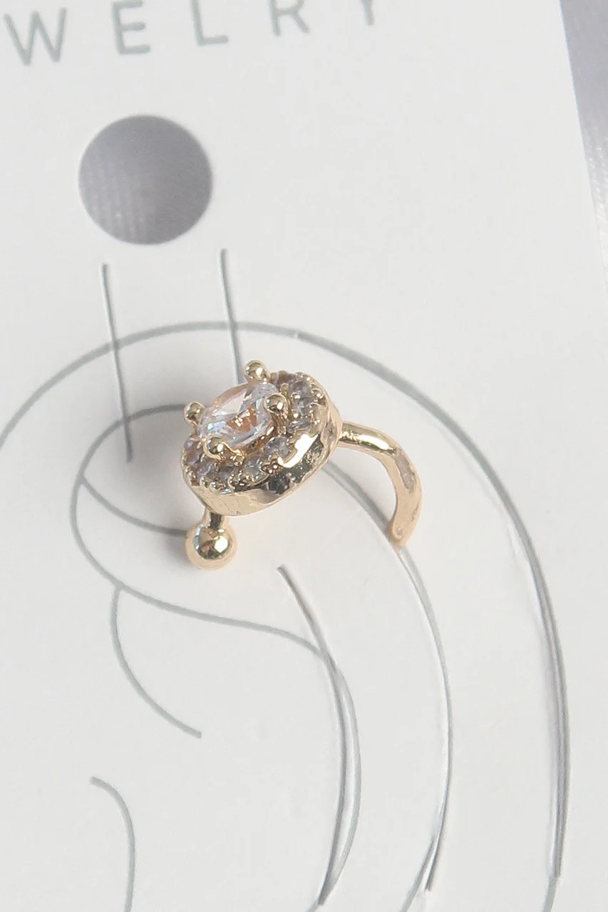 Pirinç Gold Renk Zirkon Taşlı Kadın Kıkırdak Küpe çok renkli