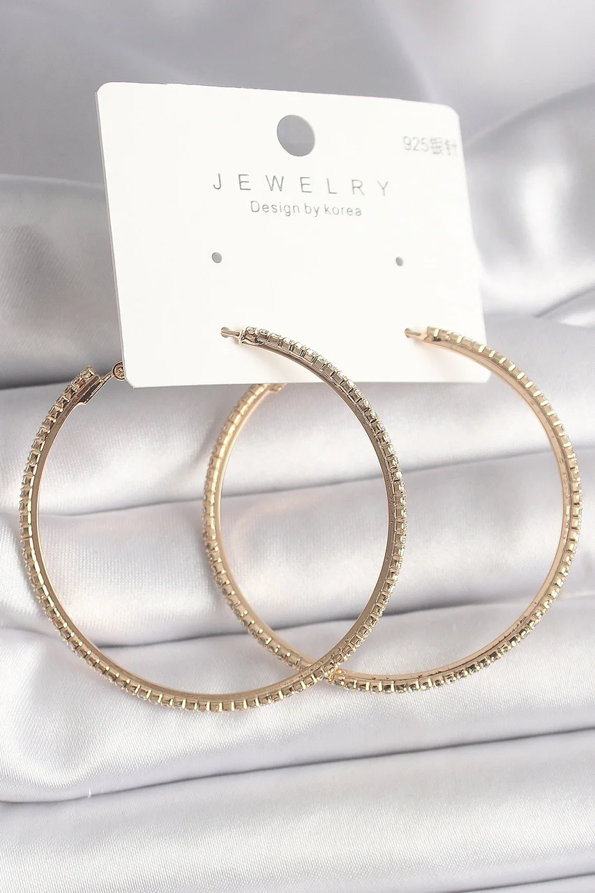 Pirinç Gold Renk Zirkon Taşlı Halka Model Kadın Küpe - Tj-bkp10015 Diğer
