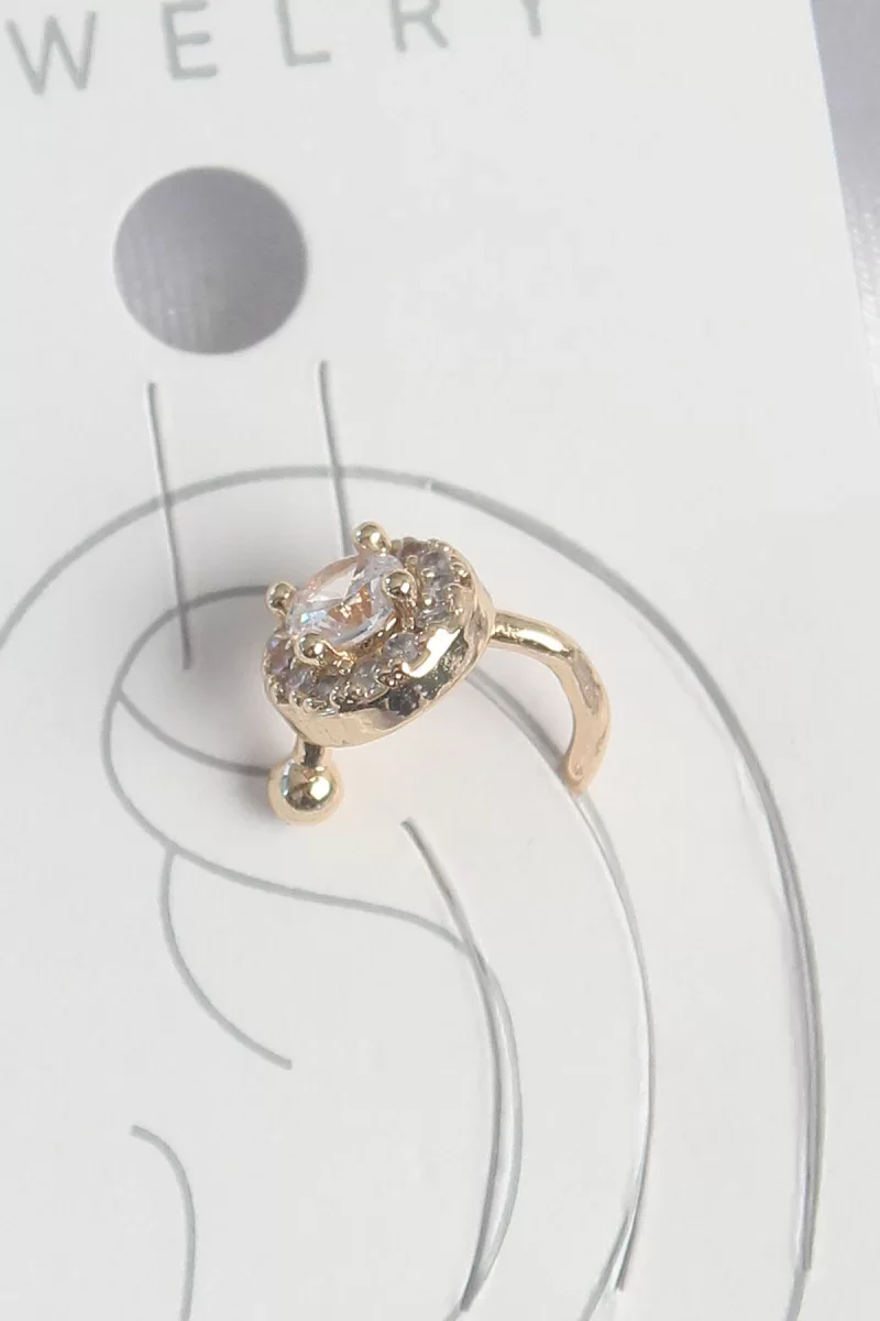 Pirinç Gold Renk Zirkon Taşlı Kadın Kıkırdak Küpe - Lisinya