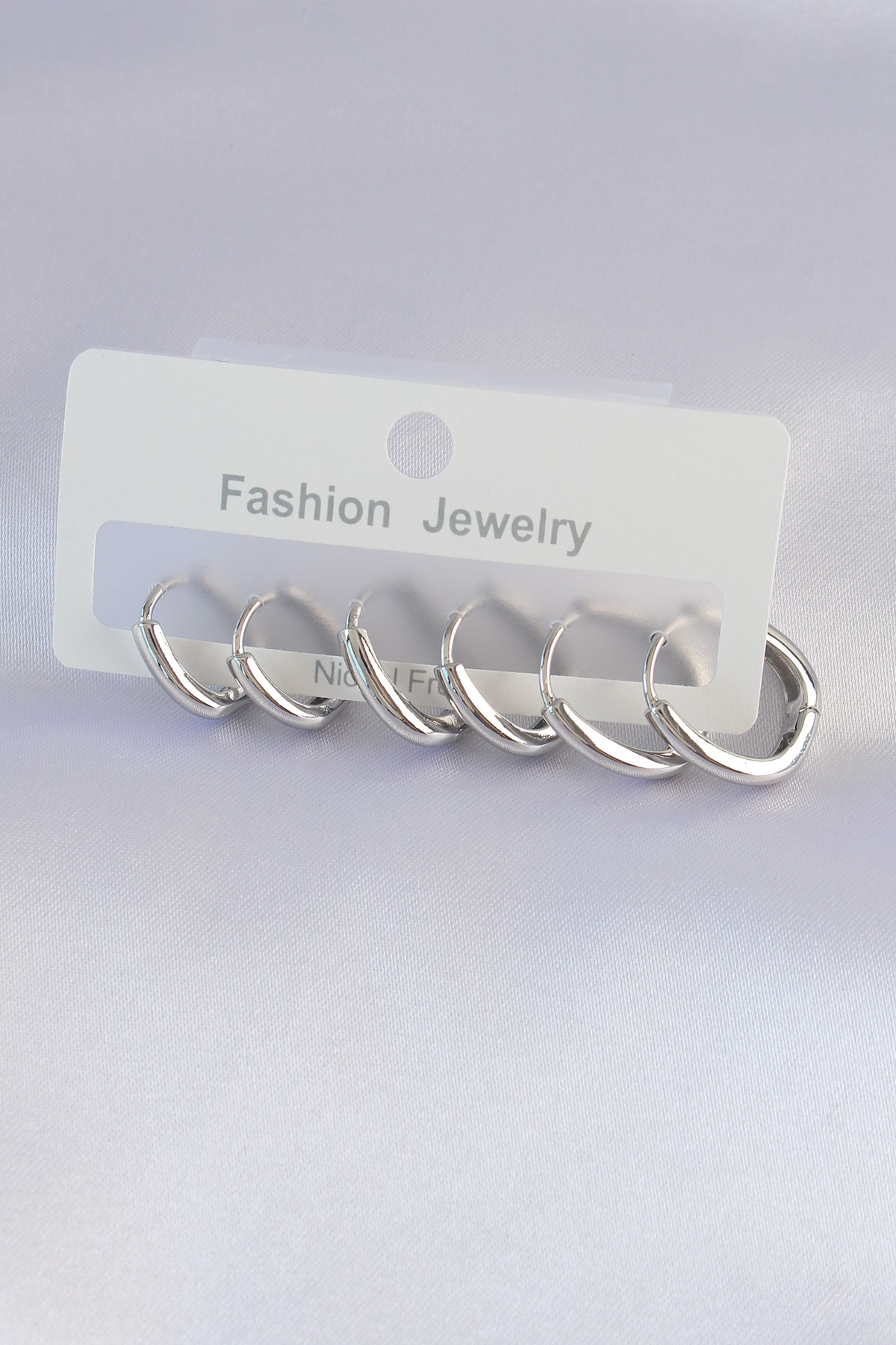 Pirinç Gümüş Renk Oval Küpe Seti - TJ-BKP8999