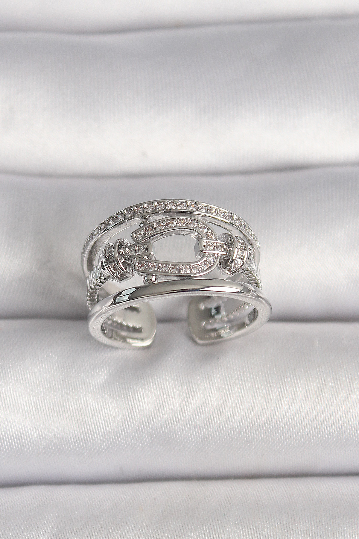 Pirinç Gümüş Renk Ayarlanabilir Zirkon Taşlı Gemici Düğüm Model K