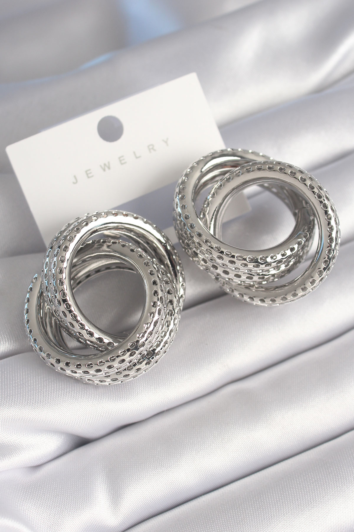 Stillove Pirinç Gümüş Renk Geçme Halka Model İşleme Detay Kadın Küpe Sl747