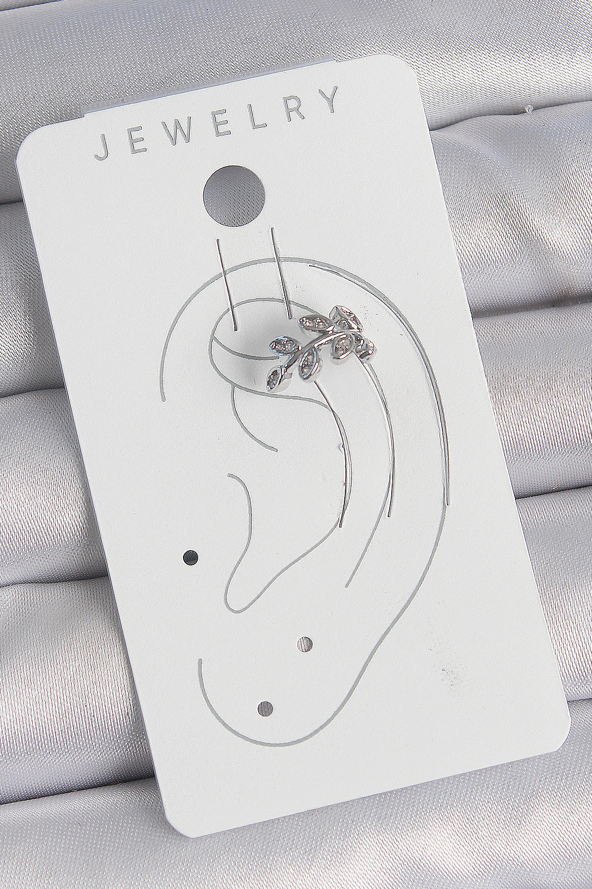 Stillove Pirinç Gümüş Renk Zirkon Taşlı Yaprak Model Kıkırdak Kadın Küpe S