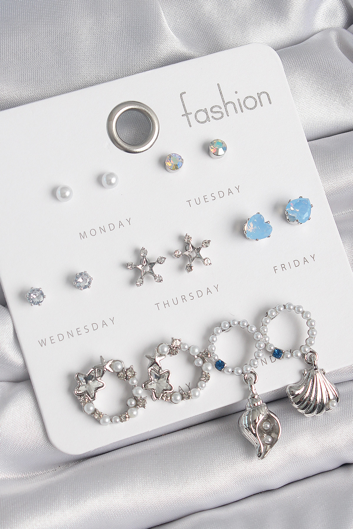 Pirinç Gümüş Renk İncli Zirkon Taşlı Halka Figür Yıldız Detay 7 Ç