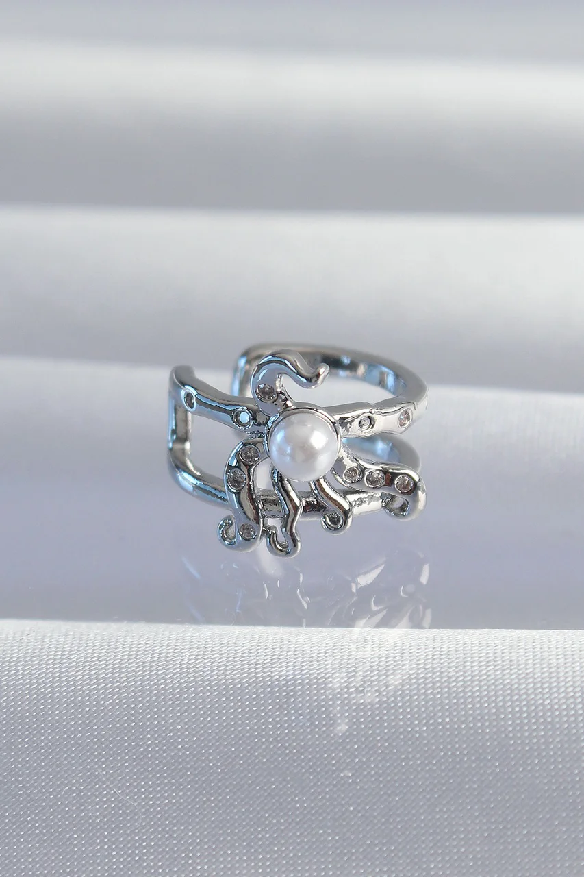 Pirinç Gümüş Renk İncili Ahtapot Earcuff Küpe Tj-bkp9332 Diğer