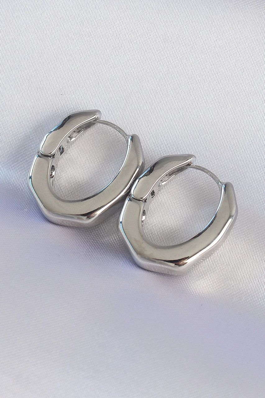 Pirinç Gümüş Renk Kalın Kemik Model Küpe Tj-bkp8981 Diğer