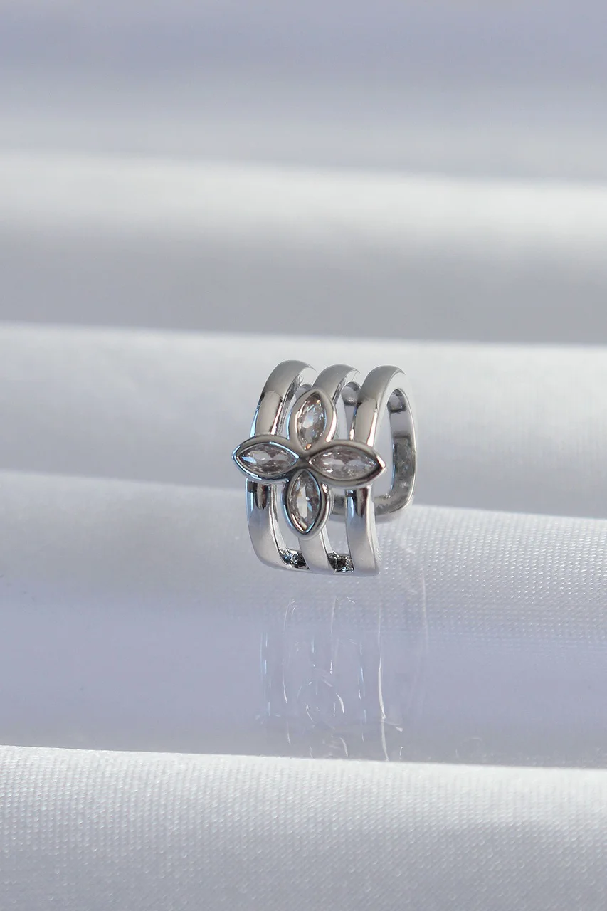 Pirinç Gümüş Renk Yonca Earcuff Küpe Tj-bkp9330 Diğer