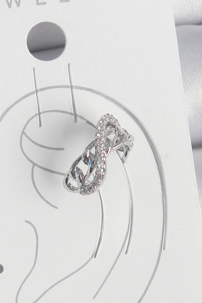 Pirinç Gümüş Renk Zirkon Taşlı Zincir Sonsuzluk Model Kadın Kıkırdak Küpe Tj-bkp10553 Diğer