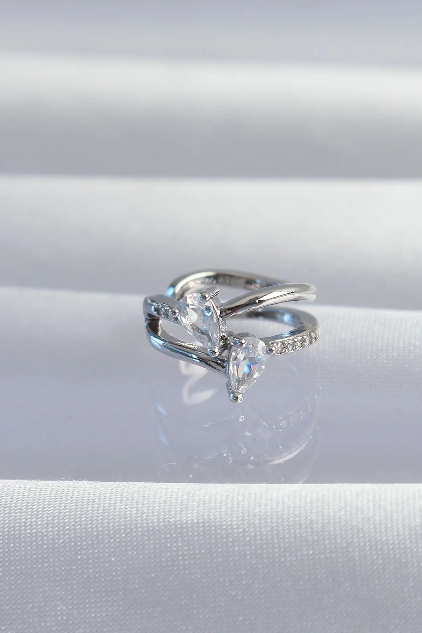 Pirinç Gümüş Renk Zirkon Taşlı Damla Earcuff Küpe Tj-bkp9334 Diğer